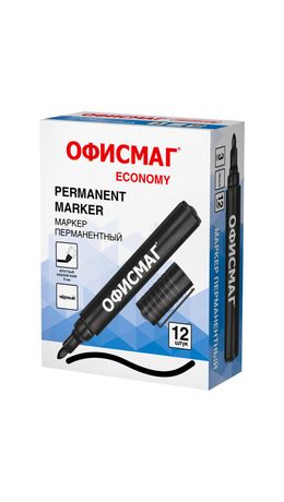 Маркер перманентный ОФИСМАГ ECONOMY, ЧЕРНЫЙ, круглый наконечник 3 мм, 152484