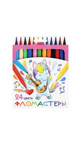 Фломастеры ПИФАГОР "ЕДИНОРОГ", 24 цвета, вентилируемый колпачок, 152450