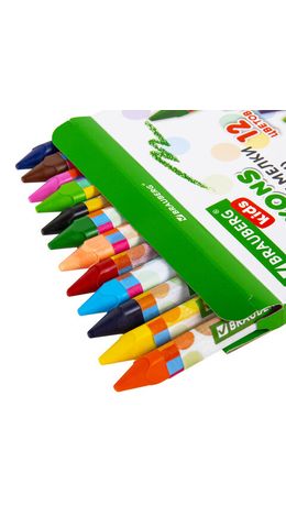 Восковые мелки утолщенные BRAUBERG KIDS, НАБОР 12 цветов, 271695