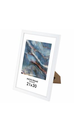 Рамка 21х30 см небьющаяся, КОМПЛЕКТ 4 шт., багет 16 мм, МДФ, BRAUBERG "Basic", белая, 391258