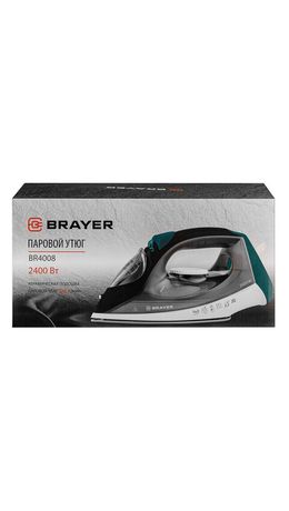 Утюг BRAYER BR4008, 2400 Вт, керамическое покрытие, автоотключение, самоочистка, антикапля, серый