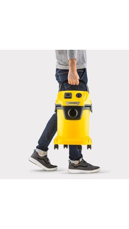 Пылесос хозяйственный KARCHER WD 3 P, мусоросборник 17 л, мощность 1000 Вт, желтый, 1.628-170.0