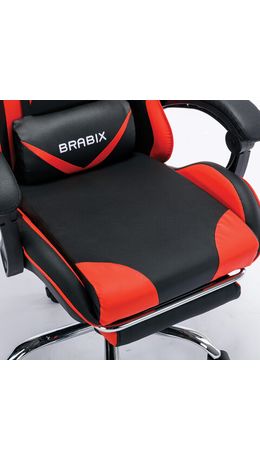 Кресло компьютерное BRABIX "Dexter GM-135", подножка, две подушки, экокожа, черное/красное, 532799
