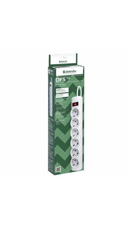 Сетевой фильтр DEFENDER DFS 155, 6 розеток, 5 м, белый, 99493