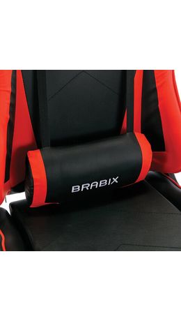 Кресло компьютерное BRABIX "Hunter GM-130", две подушки, экокожа, черное/красное, 532797
