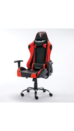 Кресло компьютерное BRABIX "Hunter GM-130", две подушки, экокожа, черное/красное, 532797