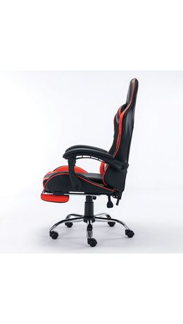 Кресло компьютерное BRABIX "Dexter GM-135", подножка, две подушки, экокожа, черное/красное, 532799