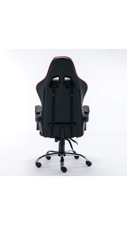 Кресло компьютерное BRABIX "Dexter GM-135", подножка, две подушки, экокожа, черное/красное, 532799