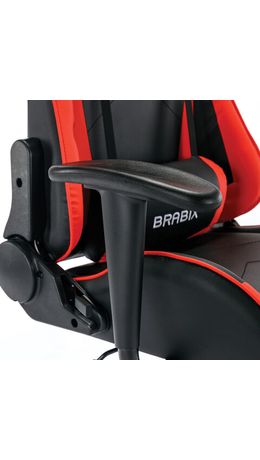 Кресло компьютерное BRABIX "Hunter GM-130", две подушки, экокожа, черное/красное, 532797