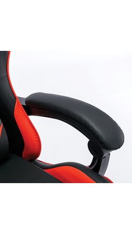 Кресло компьютерное BRABIX "Dexter GM-135", подножка, две подушки, экокожа, черное/красное, 532799