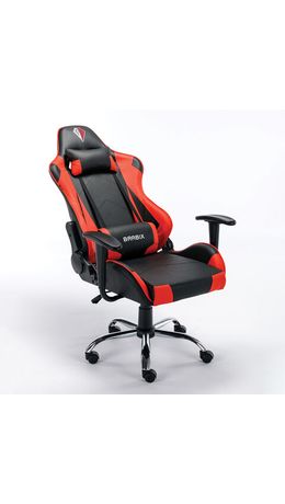 Кресло компьютерное BRABIX "Hunter GM-130", две подушки, экокожа, черное/красное, 532797