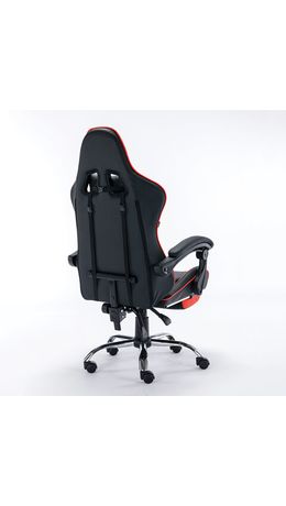 Кресло компьютерное BRABIX "Dexter GM-135", подножка, две подушки, экокожа, черное/красное, 532799