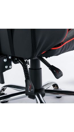 Кресло компьютерное BRABIX "Dexter GM-135", подножка, две подушки, экокожа, черное/красное, 532799