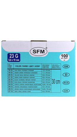 Иглы-бабочки для вливания в малые вены SFM 0,6 х 19 - 23G, КОМПЛЕКТ 100 штук, LUER