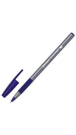 Ручка шариковая с грипом BRAUBERG "i-STICK POINT", СИНЯЯ, корпус серый, линия письма 0,35 мм, 144021
