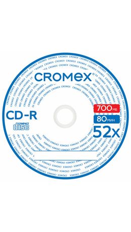 Диски CD-R CROMEX 700Mb 52x Bulk (термоусадка без шпиля), КОМПЛЕКТ 100 шт., 513779