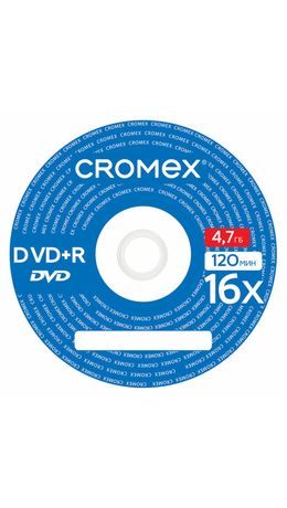 Диски DVD+R (плюс) CROMEX 4,7Gb 16x Cake Box (упаковка на шпиле), КОМПЛЕКТ 50 шт., 513775