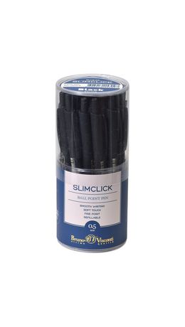 Ручка шариковая автоматическая BRUNO VISCONTI "SlimClick Black", синяя, черный корпус, 0,5 мм, 20-0073