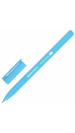 Ручка шариковая BRAUBERG TRIOS BLUE, СИНЯЯ, трехгранная, корпус голубой, игольчатый узел 0,7 мм, линия 0,5 мм, 144158