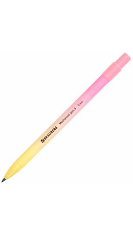 Карандаш механический цанговый 2 мм, BRAUBERG GRADE PASTEL, HB, встроенная точилка, корпус ассорти, 181961