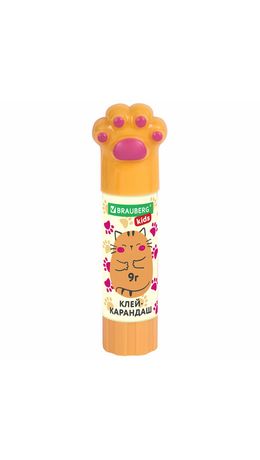 Клей-карандаш "Лапки" Cat Paw, 9 г, фигурный колпачок, BRAUBERG KIDS, 271981