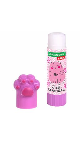 Клей-карандаш "Лапки" Cat Paw, 9 г, фигурный колпачок, BRAUBERG KIDS, 271981
