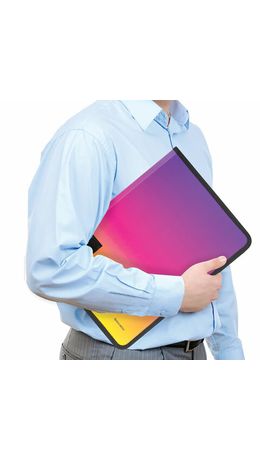 Папка объемная на молнии пластиковая BRAUBERG GRADE, А4, 330х240 мм, 600 мкм, желто-розовый градиент, 271976