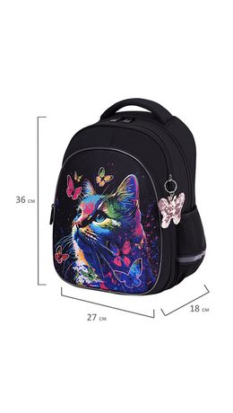 Рюкзак BRAUBERG OPTIMA, 2 отделения, с брелоком, "Butterfly catcher", СВЕТЯЩИЙСЯ, 36х27х18 см, 272097