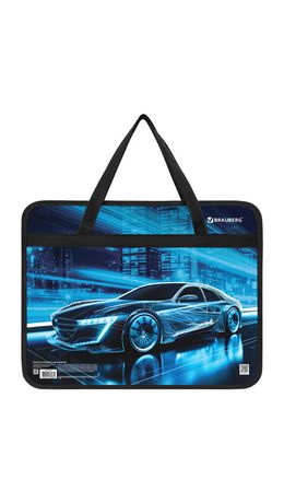 Папка на молнии с ручками BRAUBERG А4, 1 отделение, пластик, 80 мм, "Night driver", 272169