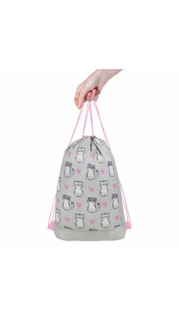 Мешок для обуви ЮНЛАНДИЯ с ручками, боковой карман на молнии, 46х36 см, "Kitties", 272407