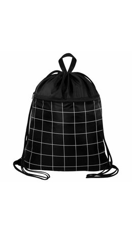 Мешок для обуви BRAUBERG БОЛЬШОЙ, с ручкой, карман на молнии, сетка, 49х41 см, "Checkered", 272404