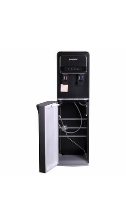 Кулер для воды SONNEN FSE-02WB, напольный, нагрев/охлаждение, НИЖНЯЯ ЗАГРУЗКА, 2 крана, черный, 456169