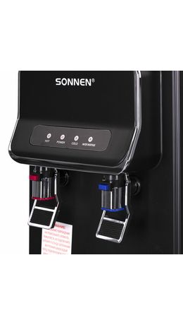 Кулер для воды SONNEN FSE-02WB, напольный, нагрев/охлаждение, НИЖНЯЯ ЗАГРУЗКА, 2 крана, черный, 456169