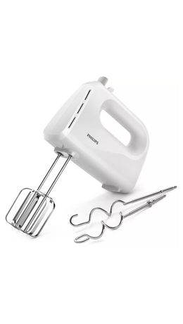 Миксер PHILIPS HR3705/00, 300 Вт, 5 скоростей, 2 венчика, 2 крюка для теста, белый