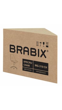 Кресло стул BRABIX "Eames MG-310 CH", хром, пластик черный, экокожа черная, 532925