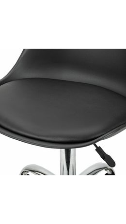 Кресло стул BRABIX "Eames MG-310 CH", хром, пластик черный, экокожа черная, 532925