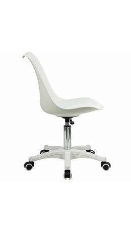 Кресло стул BRABIX "Eames MG-310 PL", пластик белый, экокожа белая, 532926