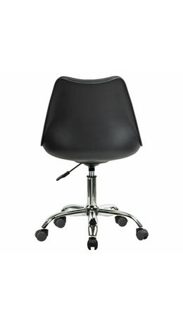 Кресло стул BRABIX "Eames MG-310 CH", хром, пластик черный, экокожа черная, 532925