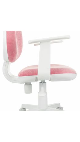 Кресло детское BRABIX "Fancy MG-201W", с подлокотниками, пластик белый, ткань вельветовая, розовое, 533009