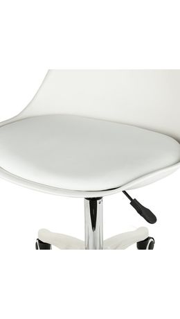 Кресло стул BRABIX "Eames MG-310 PL", пластик белый, экокожа белая, 532926