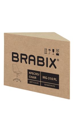 Кресло стул BRABIX "Eames MG-310 PL", пластик белый, экокожа белая, 532926