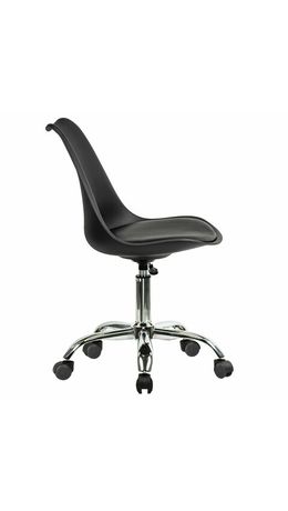 Кресло стул BRABIX "Eames MG-310 CH", хром, пластик черный, экокожа черная, 532925