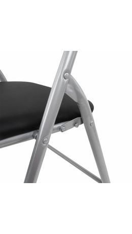 Стул складной BRABIX "Golf CF-007", серебристый каркас, кожзам чёрный, 532891