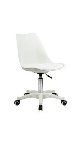 Кресло стул BRABIX "Eames MG-310 PL", пластик белый, экокожа белая, 532926