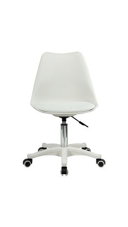 Кресло стул BRABIX "Eames MG-310 PL", пластик белый, экокожа белая, 532926