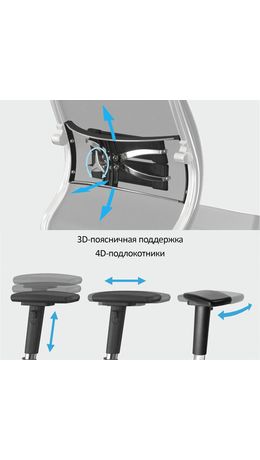 Кресло МЕТТА "YOGA" Y 2DM B2-10D, 2D-спинка, 3D-подголовник, 4D-подлокотники, экокожа, черное