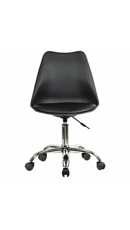 Кресло стул BRABIX "Eames MG-310 CH", хром, пластик черный, экокожа черная, 532925