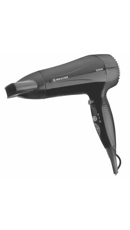 Фен для волос настенный BRAYER BR3021BK, 2000 Вт, пластик, 2 скорости, 2 температурных режима, черный