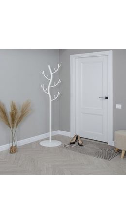 Вешалка-стойка "Дерево", 1,81 м, диск 37,5 см, 15 крючков, металл, белая, ВНП 211 Б