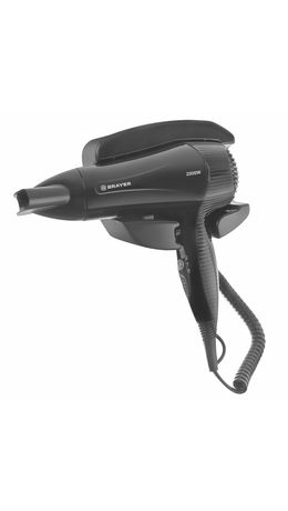 Фен для волос настенный BRAYER BR3021BK, 2000 Вт, пластик, 2 скорости, 2 температурных режима, черный